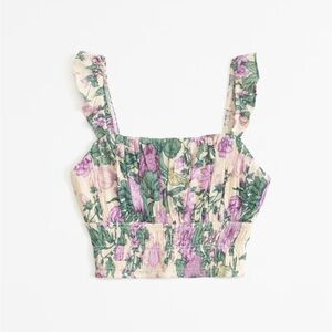 Abercrombie Crinkle Textured Ruffle Set Top